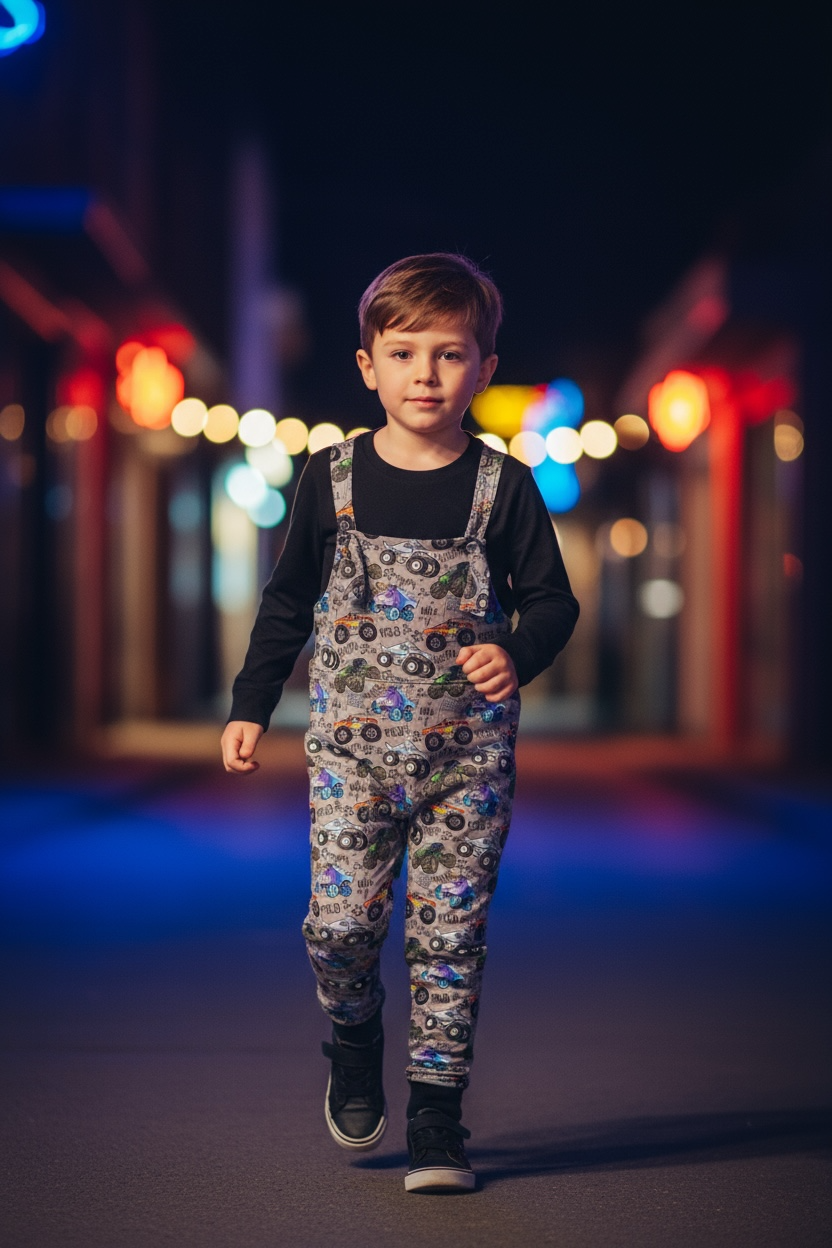 “Monster Trucks” Bamboo Overalls and shirt set