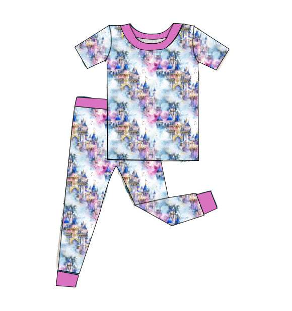 Bamboo short sleeve and pants pajama set - "Enchanted Dreams"