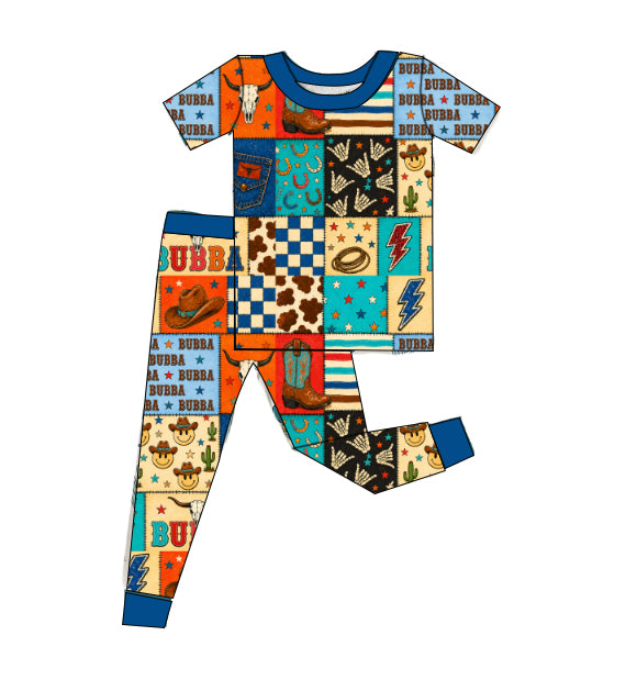 Bamboo short sleeve and pants pajama set - "Bubba"