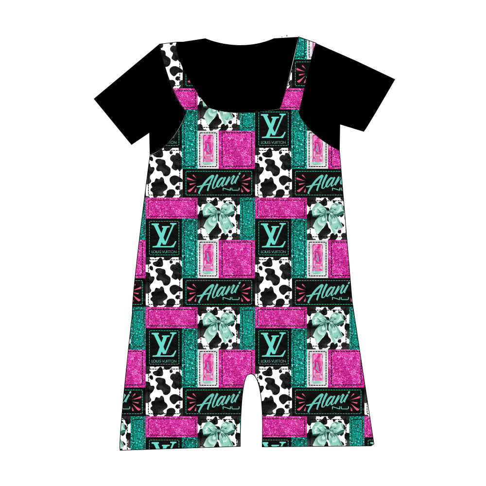 Bamboo short overalls and t-shirt set - “Boujee Alani"