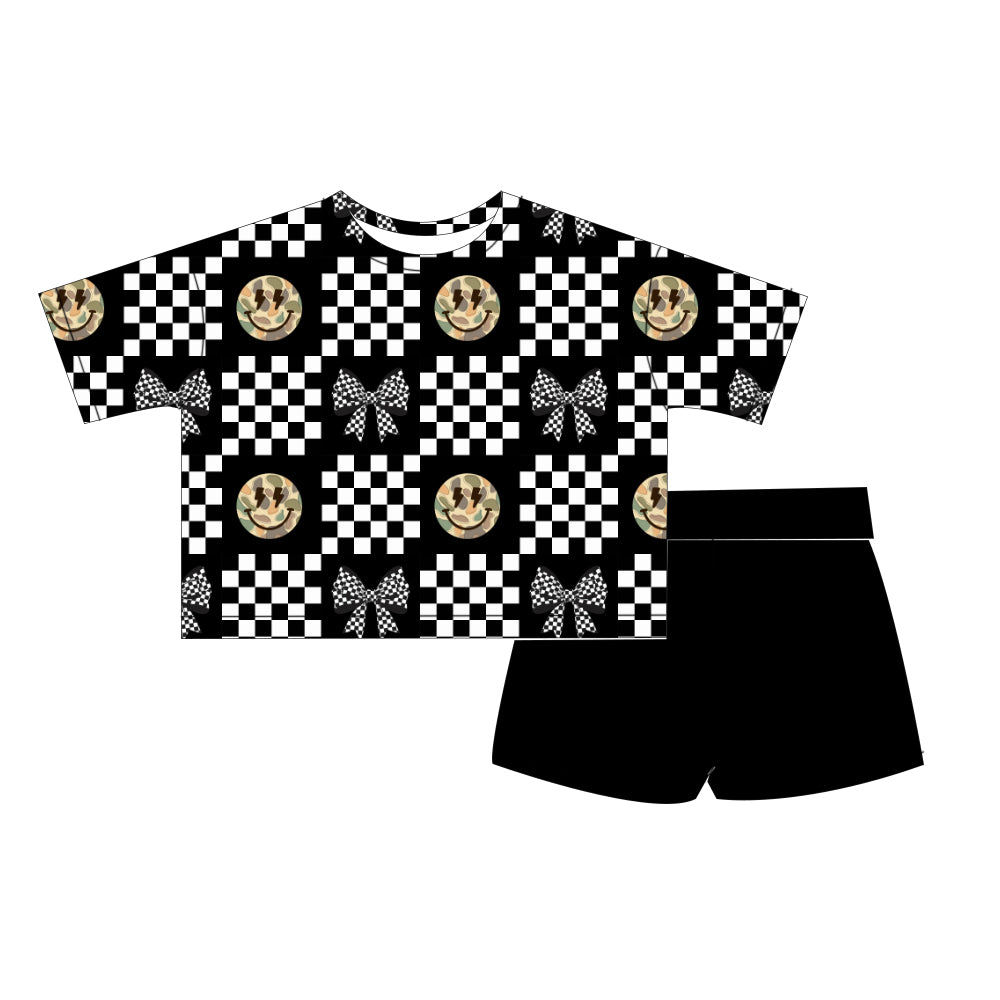 Kids Oversized Bamboo Tee & Biker Shorts Set - "Camo Smiley"