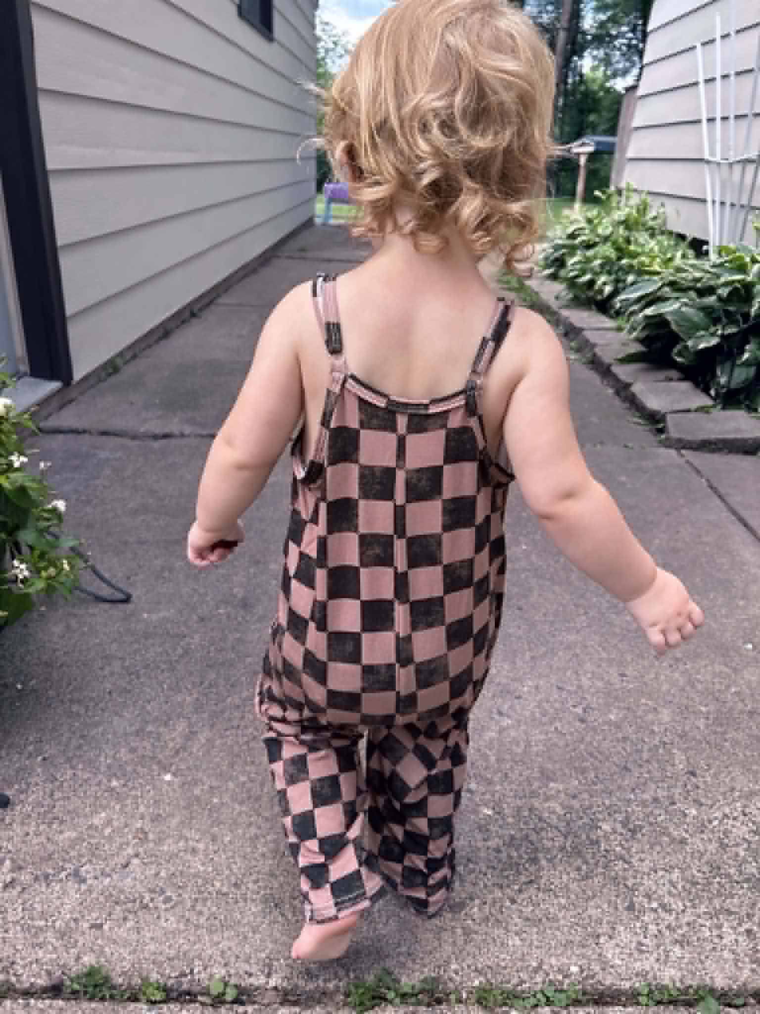 Bamboo Romper - Black and brown checks