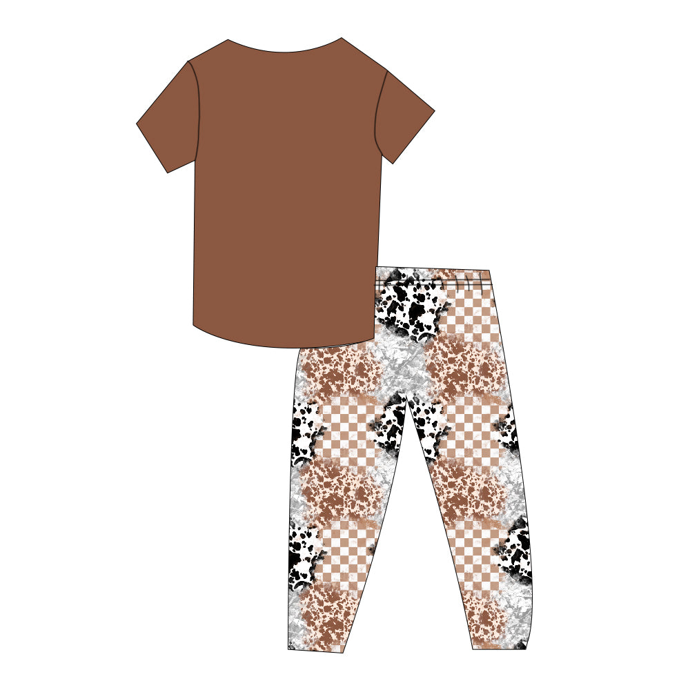Bamboo Solid Tee & Printed Jogger Set - "Animal Print"