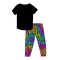 Bamboo Solid Tee & Printed Jogger Set - "Neon Leopard"