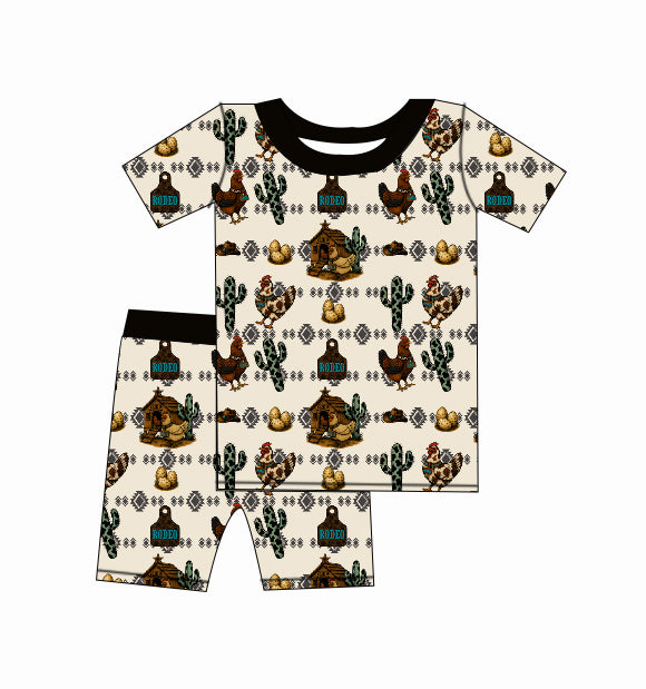 Short-Sleeve & Shorts Pajama Set - Chickens