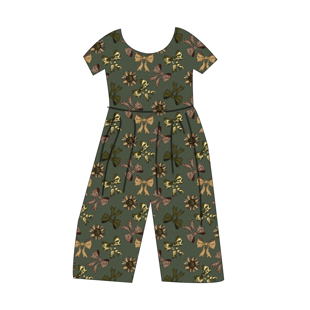 Bamboo Wide Leg Romper - "Boujee Bows"