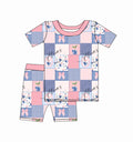 Short-Sleeve & Shorts Pajama Set - "Coquette Blueberries"
