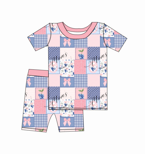 Short-Sleeve & Shorts Pajama Set - "Coquette Blueberries"