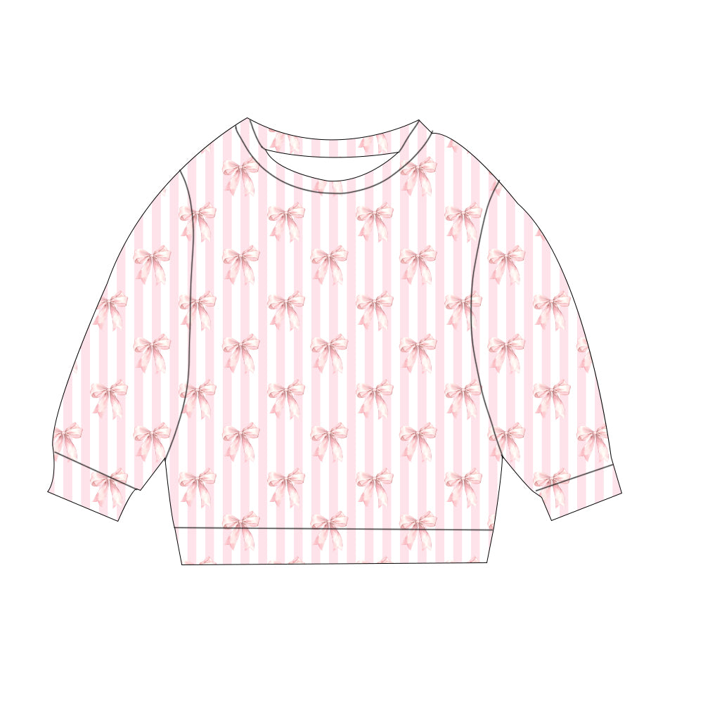 Bamboo French Terry Crewneck - "Pink Bows"