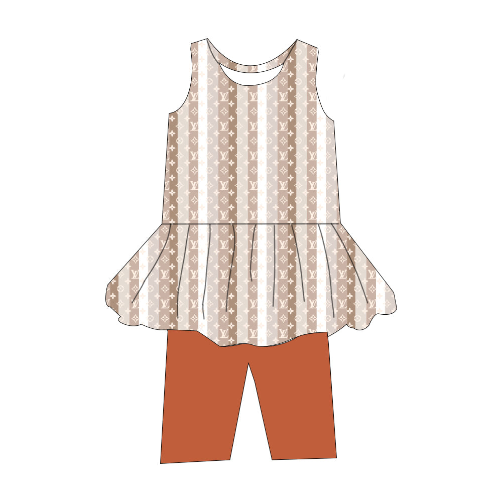 Bamboo Sleeveless Peplum Set - "Sad Beige"