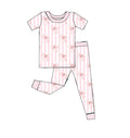 Bamboo short sleeve and pants set - "Bows and Stripes"
