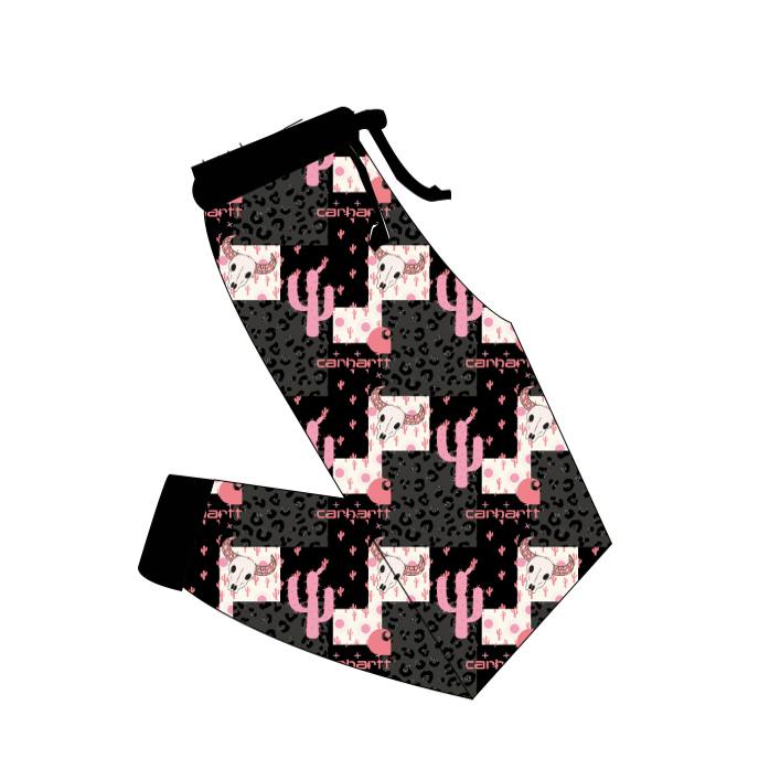 Bamboo Joggers - "Pink Leopard Carhartt"