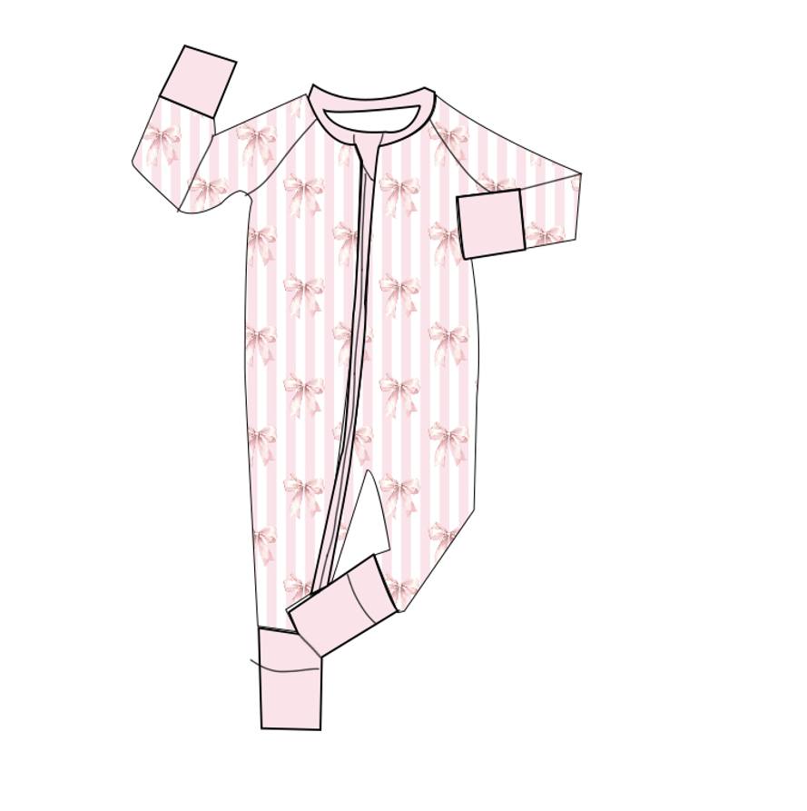 Bamboo Zippy - "Bows and Stripes"