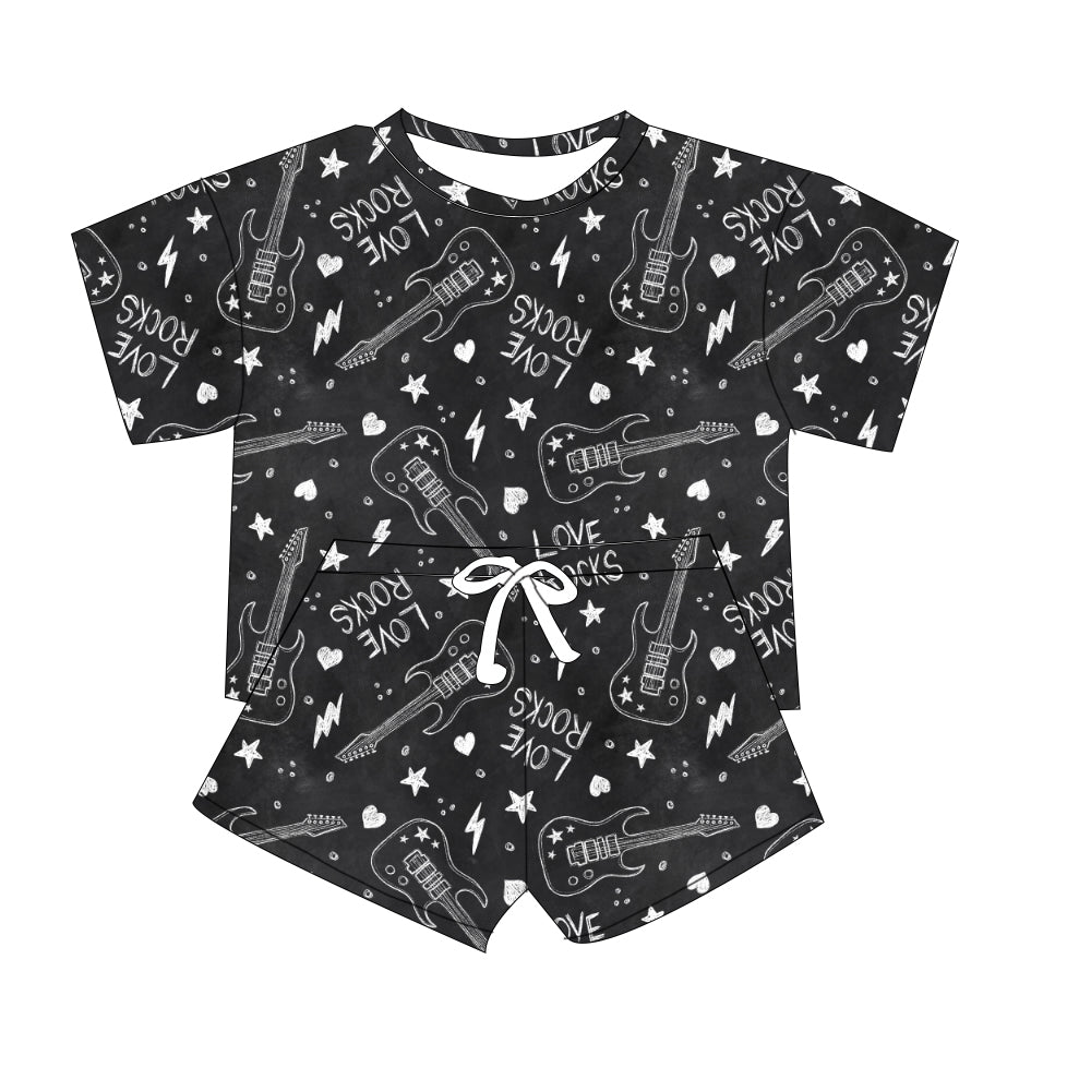Kids Oversized Bamboo Tee & Loose Shorts Set - "Love Rocks"