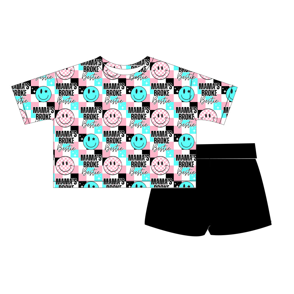 Kids Oversized Bamboo Tee & Biker Shorts Set - "Mama's Broke Bestie"
