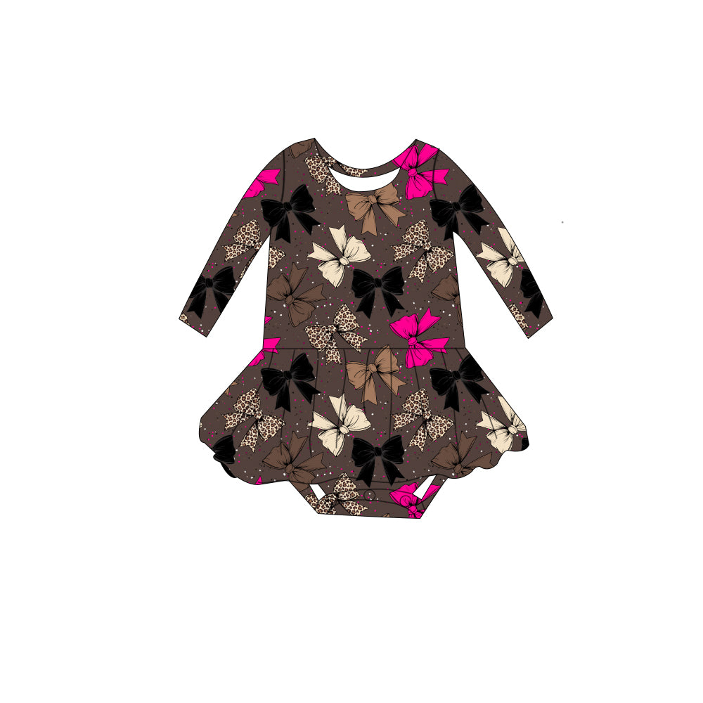Bamboo Bodysuit Twirl Dress - “Bright Bows"