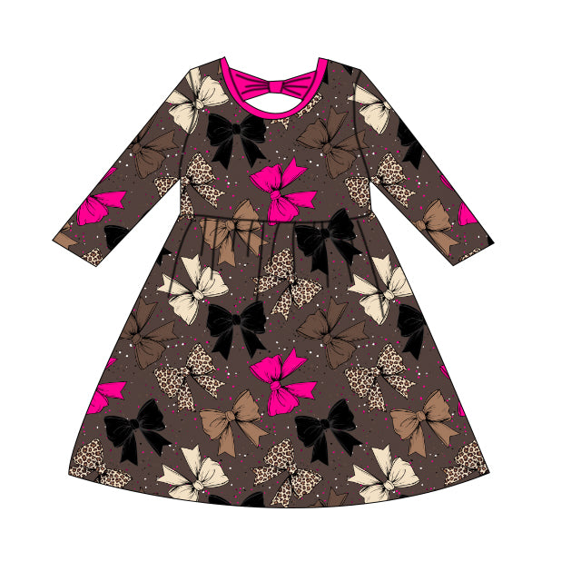 Bamboo Bow Back Twirl Dress - "Bright Bows"