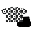 Kids Oversized Bamboo Tee & Biker Shorts Set - "Checks and Bolts"