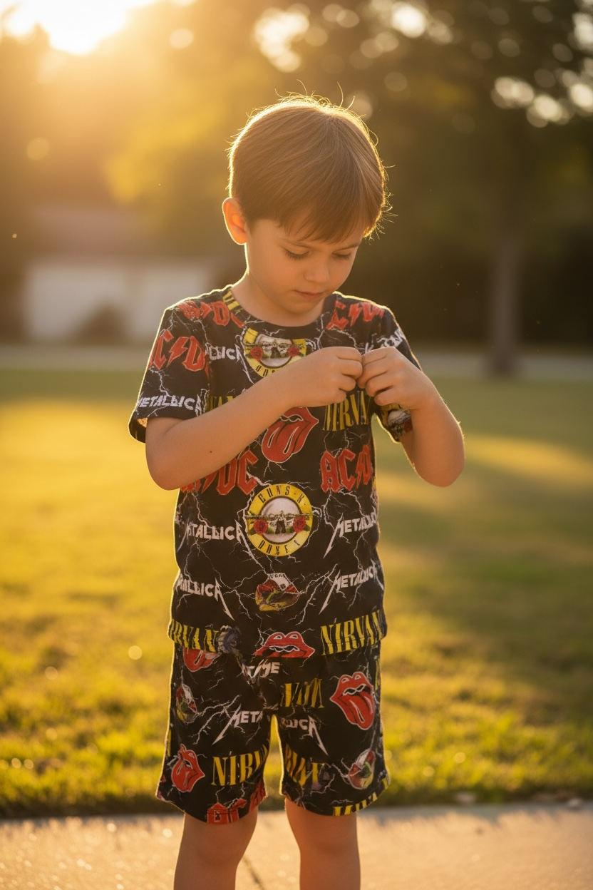 “Rock Bands” Bamboo pajama short set