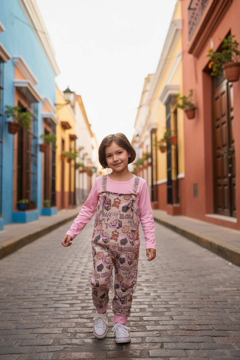 “Pink Cars” Bamboo Overalls and shirt set