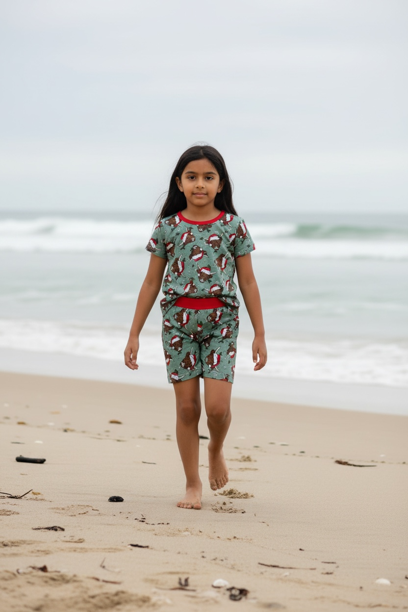 Christmas Highland Cow Bamboo Short Set