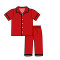 Adult Bamboo Button-Down Pajama Set – Solid Red