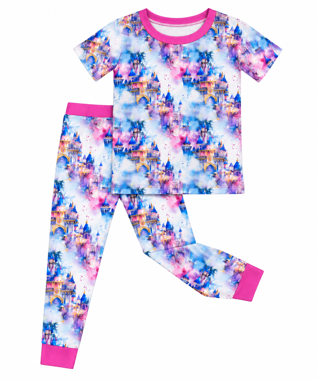 Bamboo short sleeve and pants pajama set - "Enchanted Dreams"