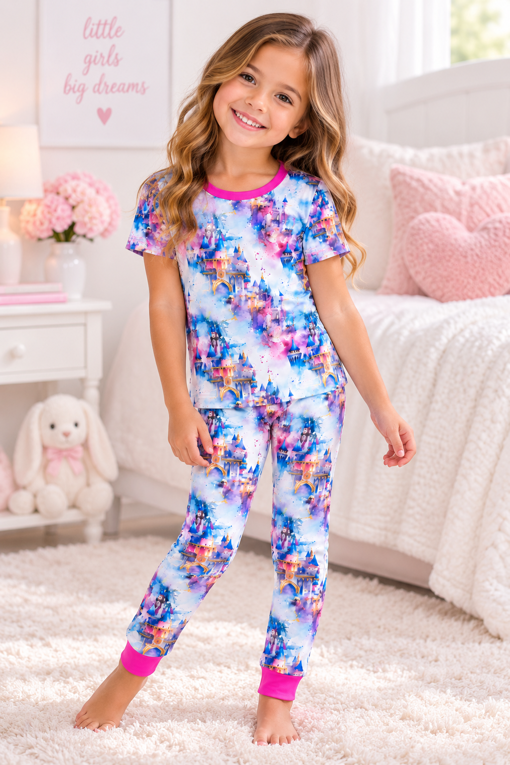 Bamboo short sleeve and pants pajama set - "Enchanted Dreams"