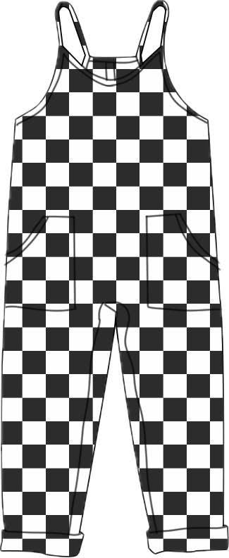 Bamboo Romper - Black and white checks