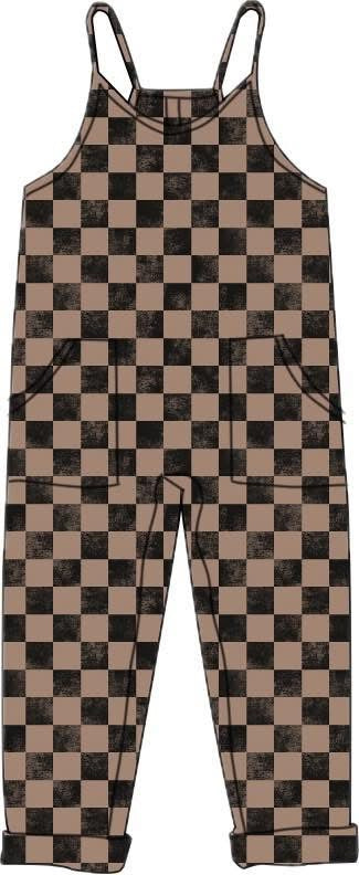 Bamboo Romper - Black and brown checks