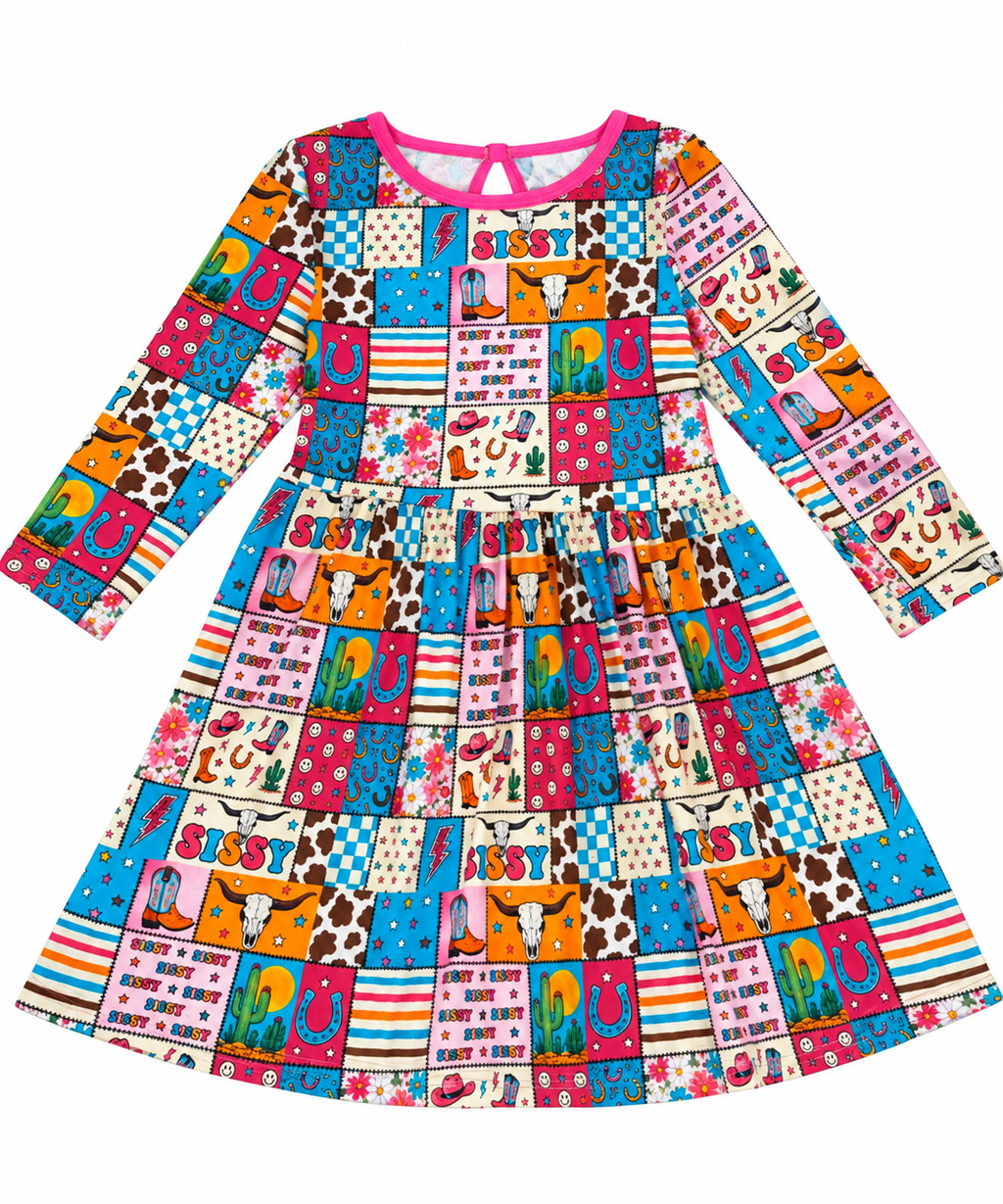 Bamboo Bow Back Twirl Dress - "Sissy"