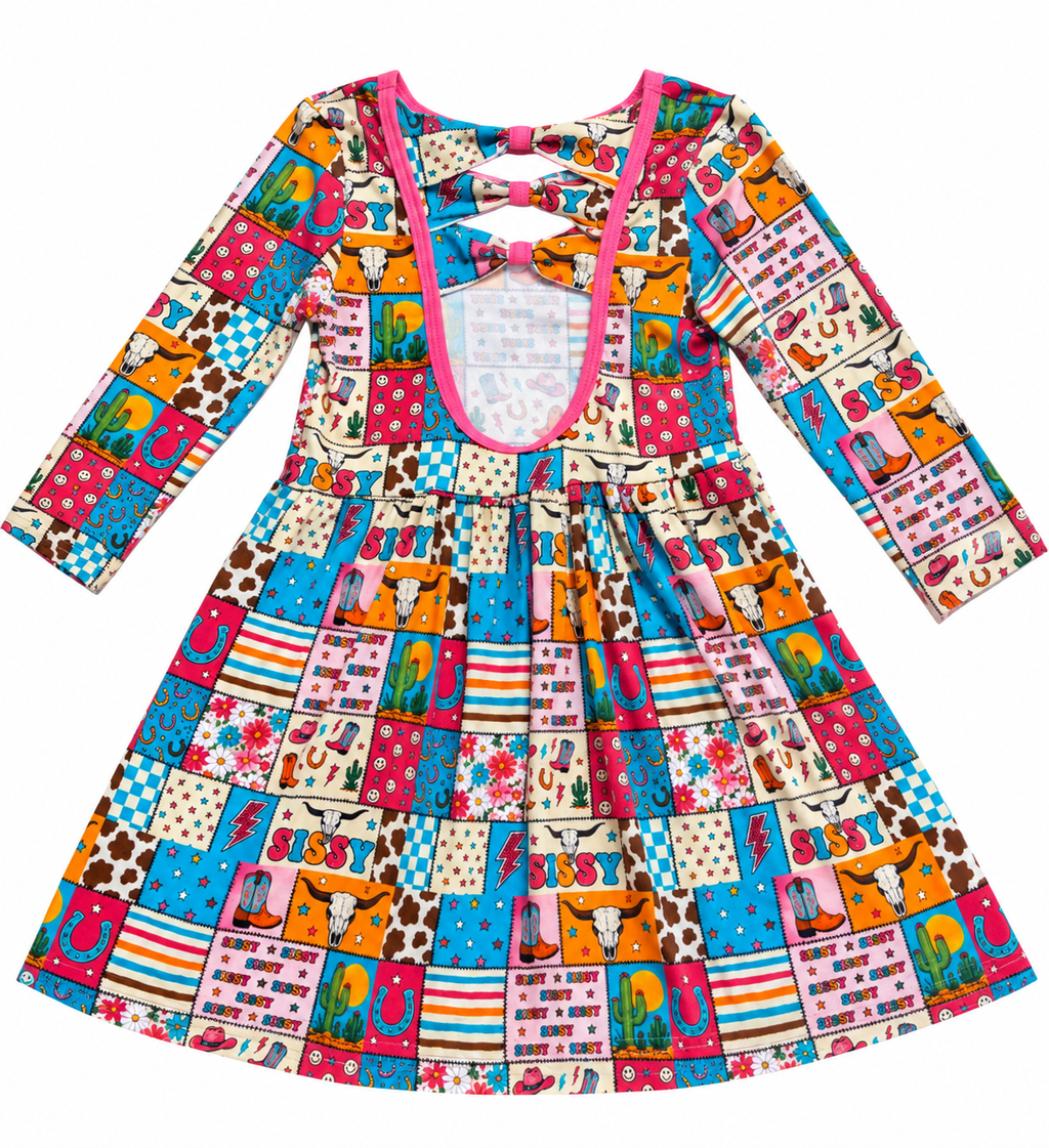 Bamboo Bow Back Twirl Dress - "Sissy"