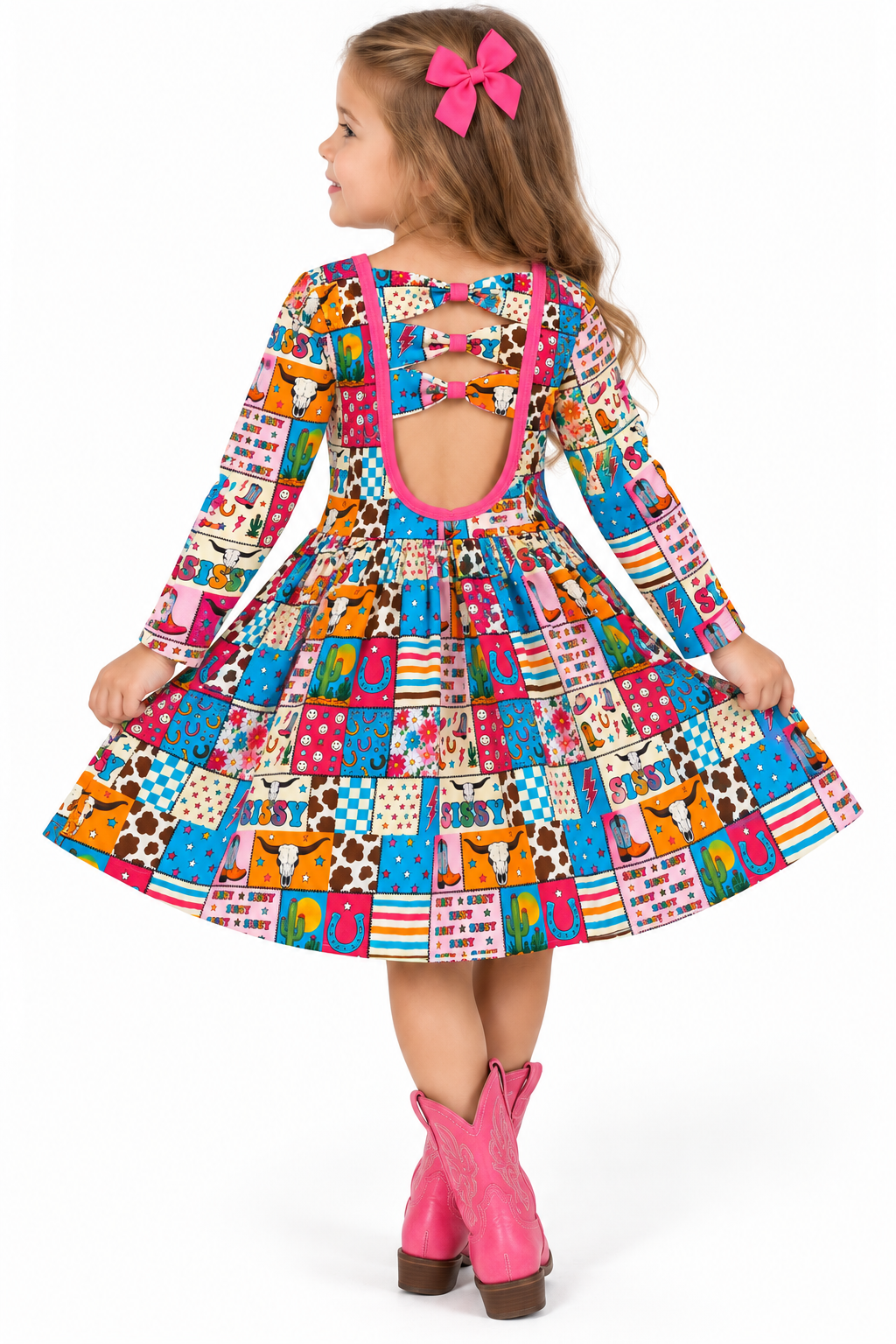 Bamboo Bow Back Twirl Dress - "Sissy"