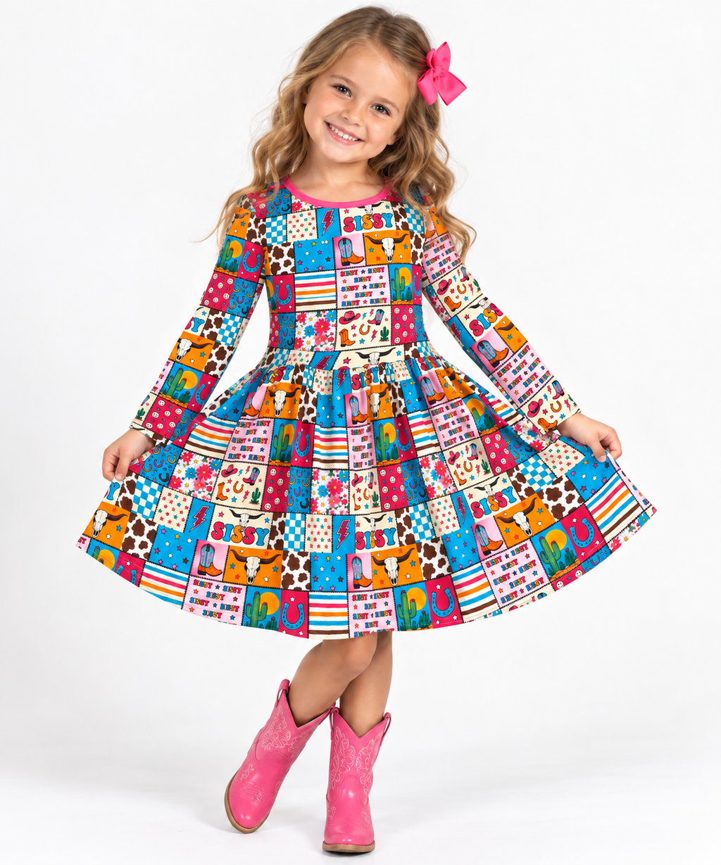 Bamboo Bow Back Twirl Dress - "Sissy"