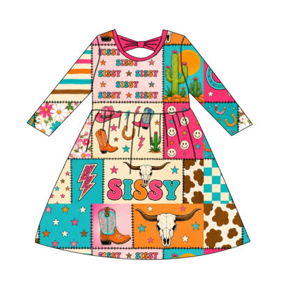 Bamboo Bow Back Twirl Dress - "Sissy"