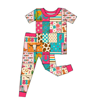 Bamboo short sleeve and pants pajama set - "Sissy"