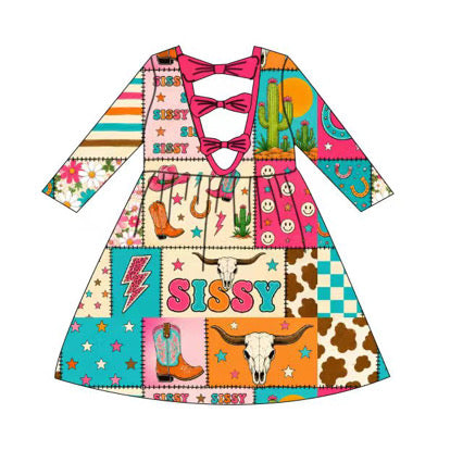 Bamboo Bow Back Twirl Dress - "Sissy"