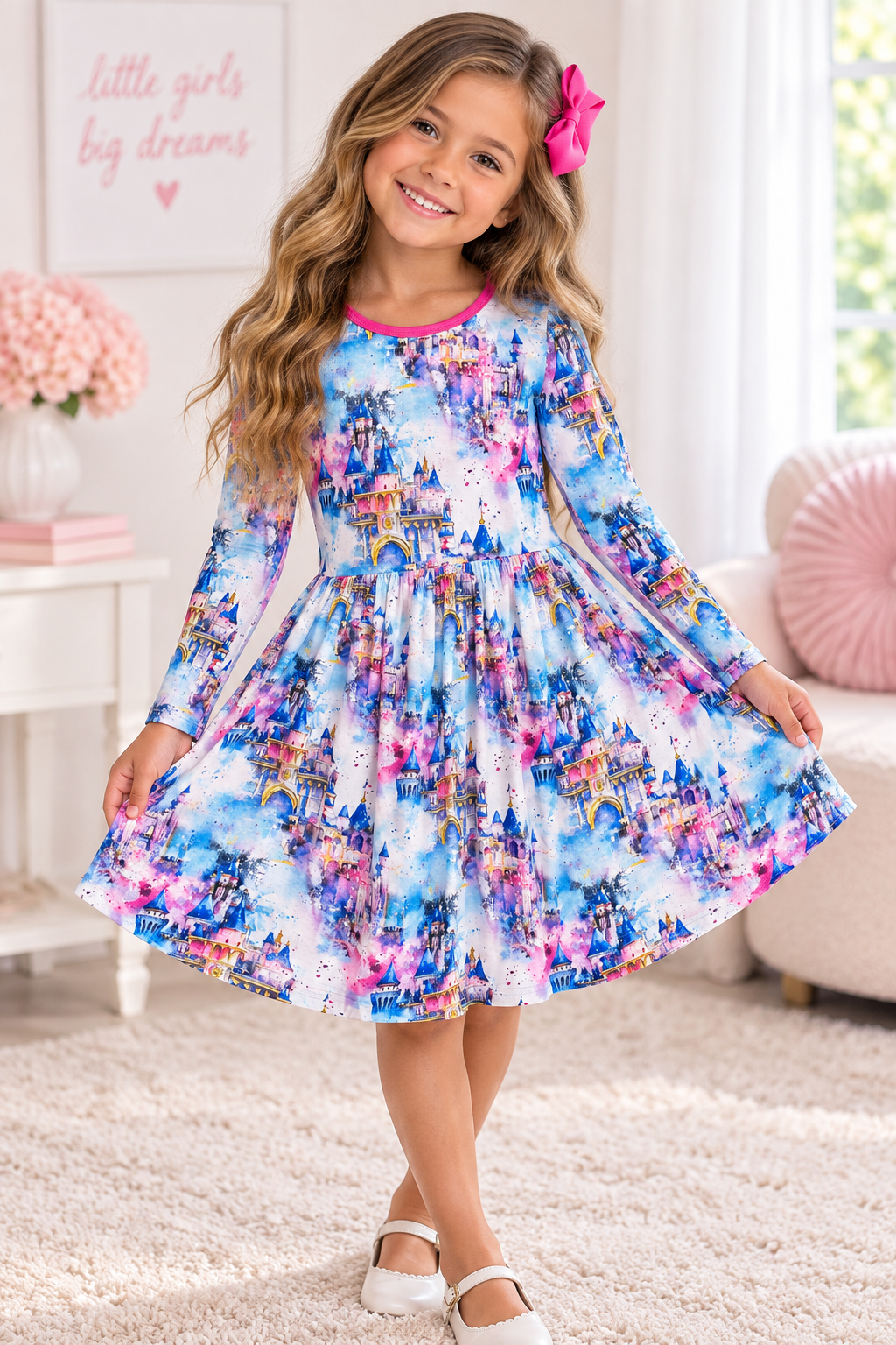 Bamboo Bow Back Twirl Dress - "Enchanted Dreams"
