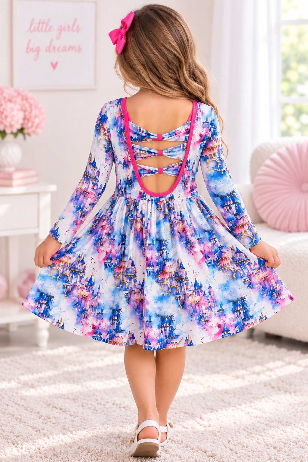 Bamboo Bow Back Twirl Dress - "Enchanted Dreams"