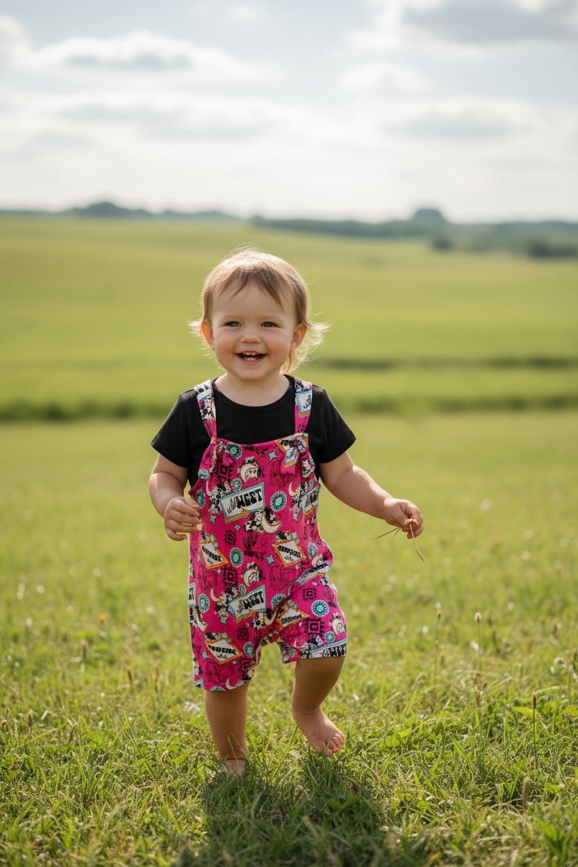Bamboo short overalls and a solid bamboo t-shirt set
