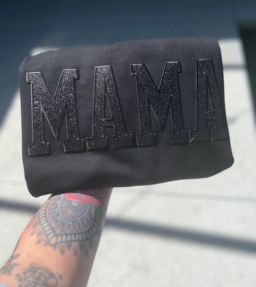 “MAMA” Glitter Embroidered Patches Sweatshirt