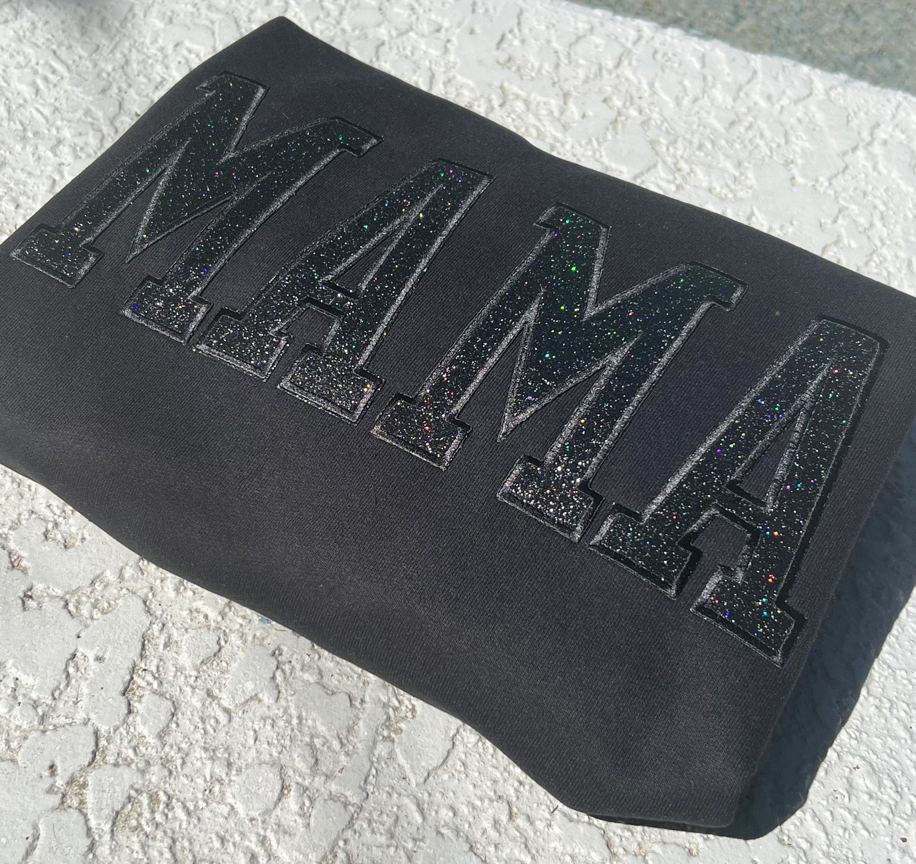 “MAMA” Glitter Embroidered Patches Sweatshirt