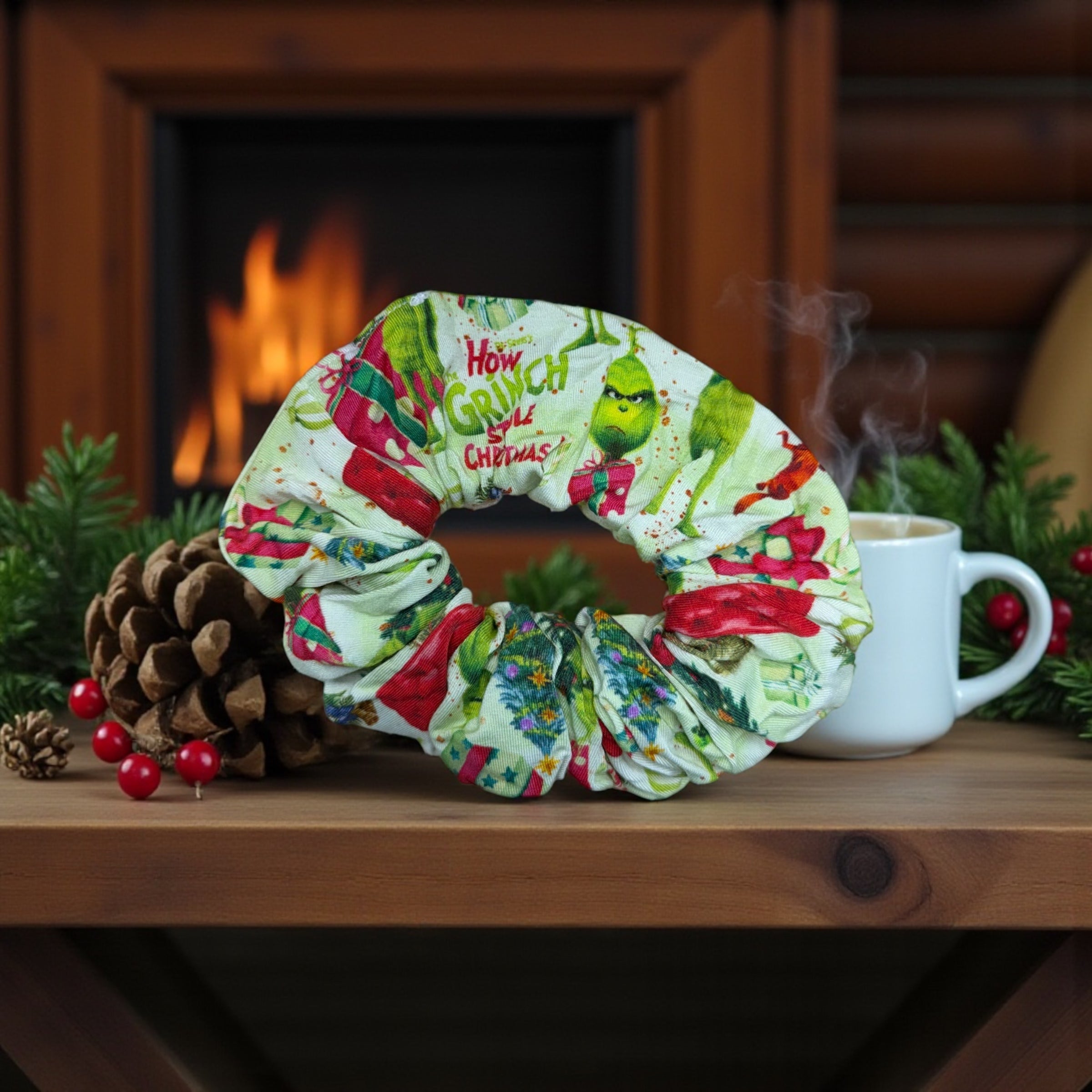 “Grinch” Bamboo Scrunchie