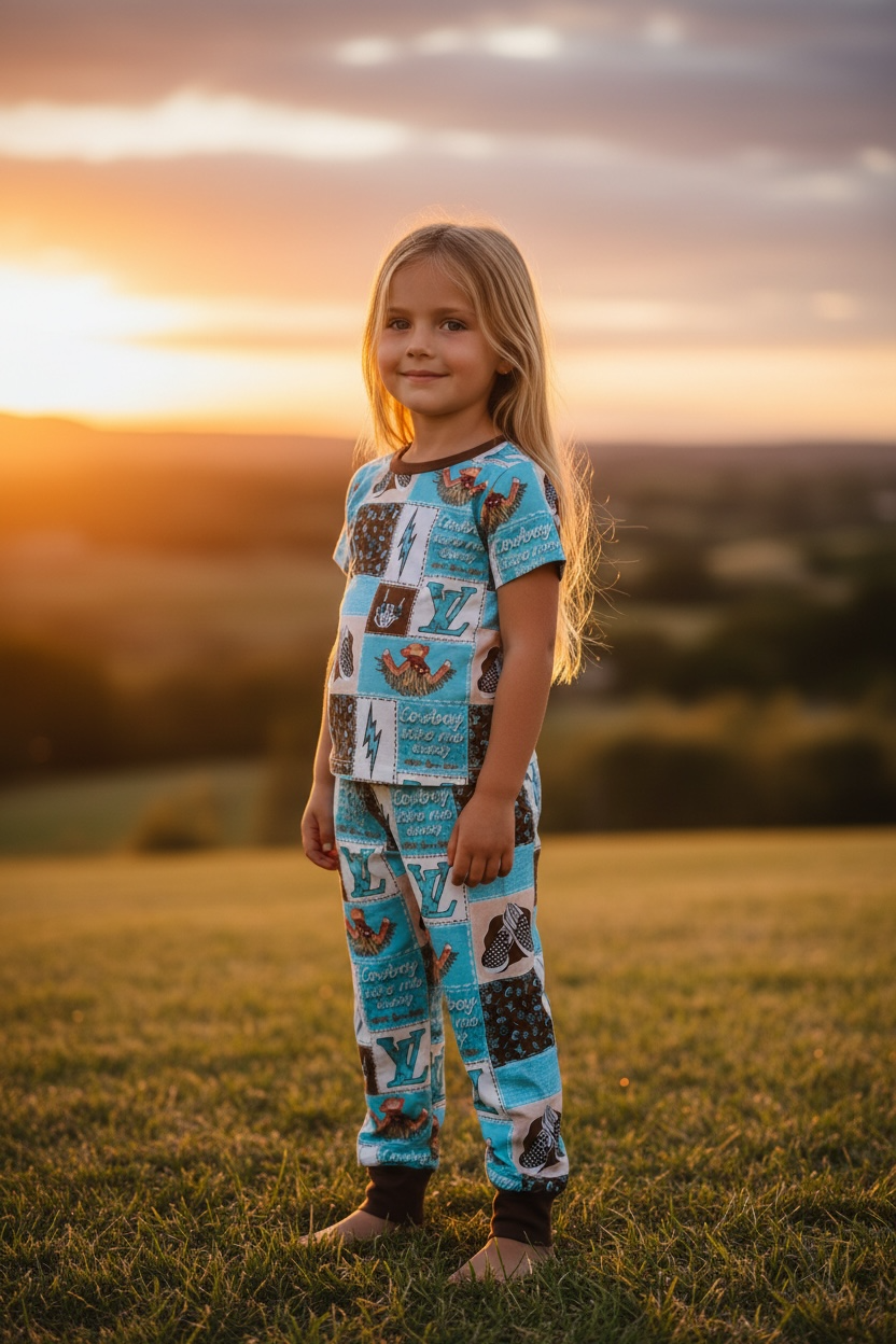 LV / Cowboy take me away Bamboo short sleeve and pants set