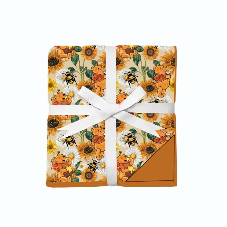 Bamboo Minky Fur Blanket – "Pooh and Sunflowers