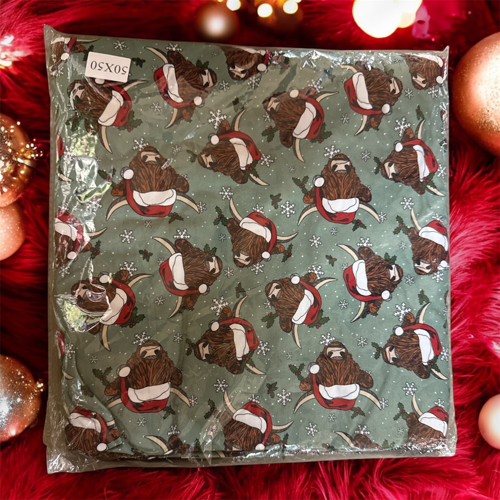 "Cow Santa" Bamboo Blanket