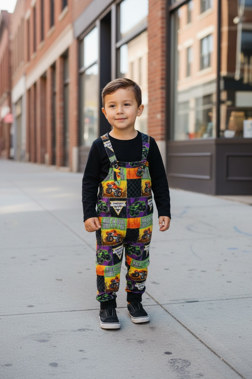 “Monster Jam” Bamboo Overalls and shirt set