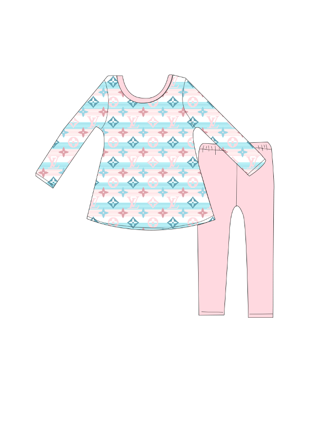 "LV Newborn Stripes" Peplum Bamboo Set
