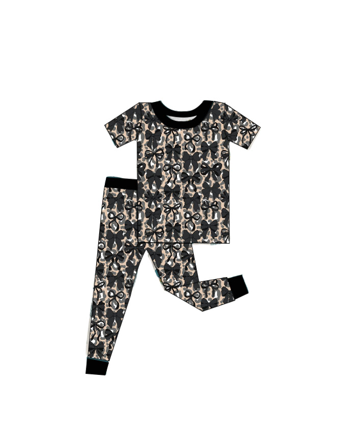 Camo Bows Bamboo short sleeve and pants set