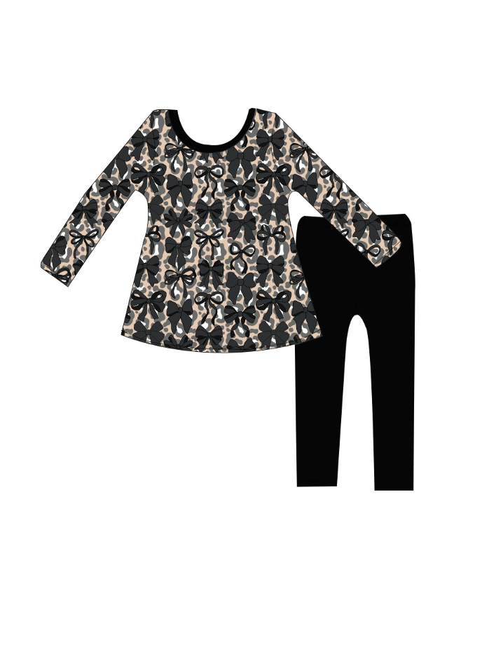 "Camo Bows" Peplum Bamboo Set